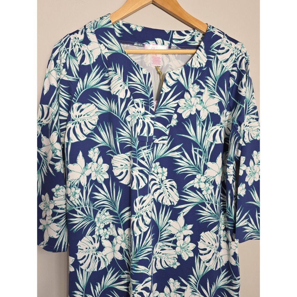 Stella Parker Summer Dress L UPF 50 Tropical Blue Shift Beach NWT - Picture 4 of 8